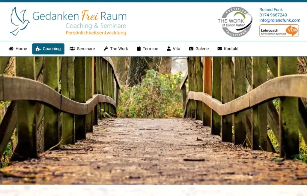 Bild der Homepage gedanken-frei-raum.com